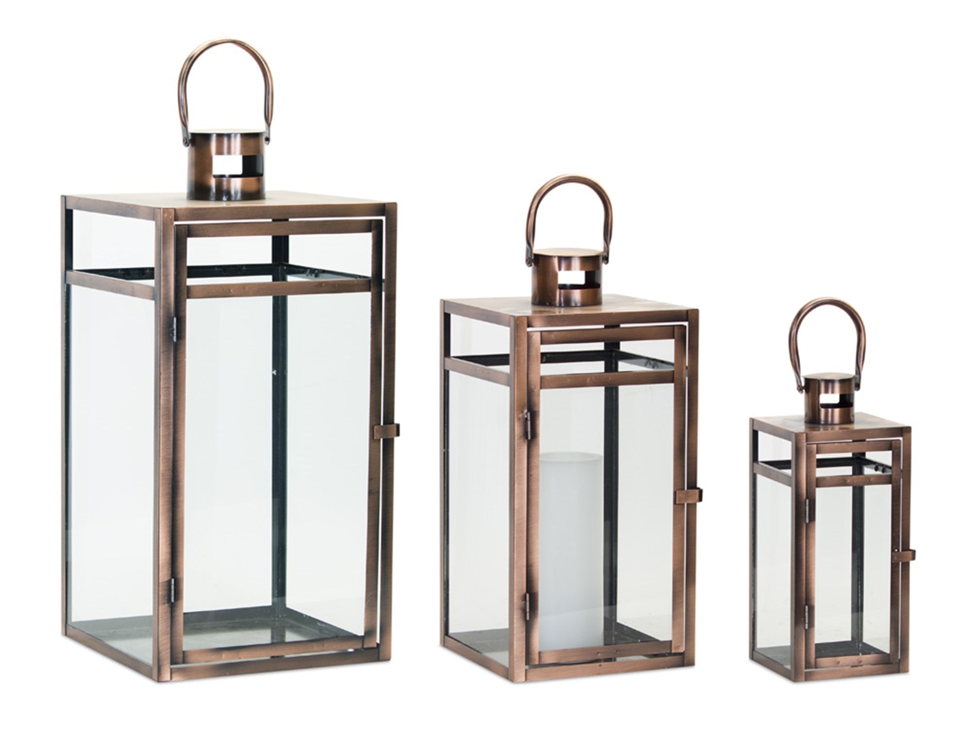 Contemporary Copper Metal Box Lantern (Set of 3) - Tuesday Morning - Lighting Decoration