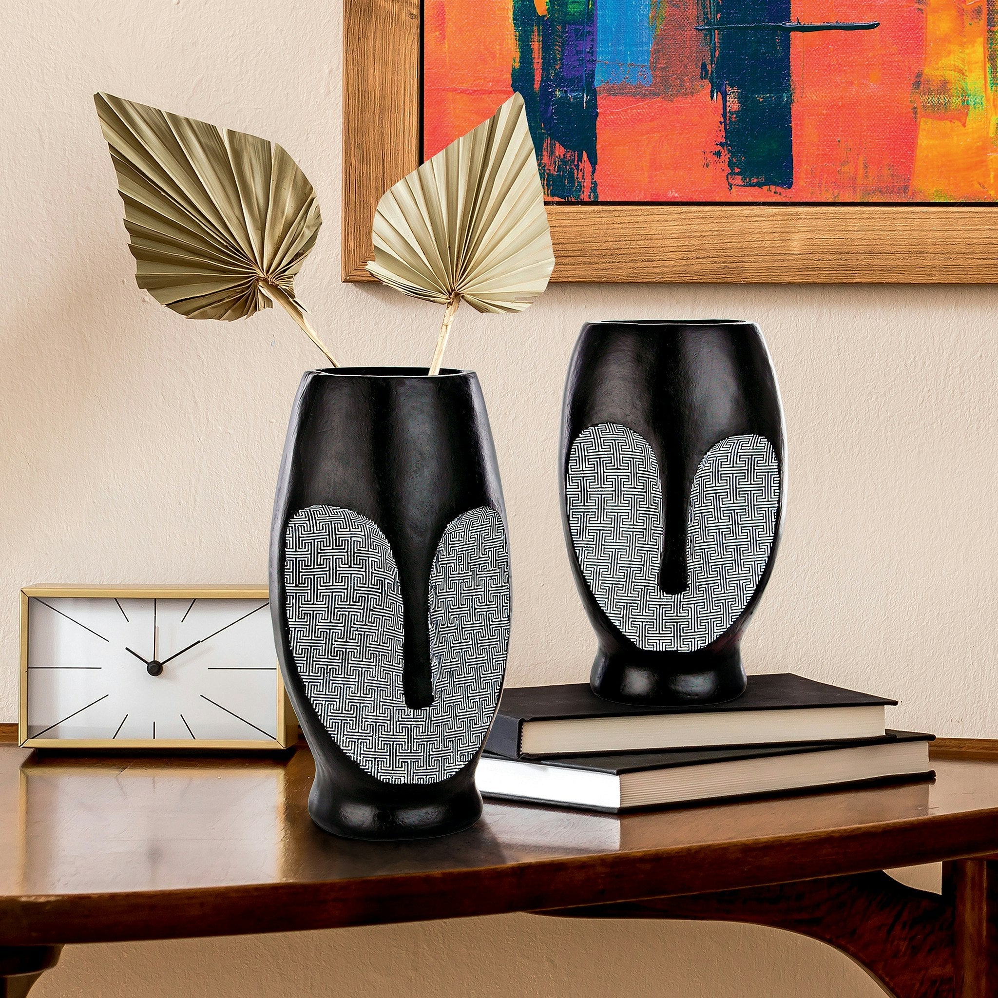 Contemporary Cubist African Mask Sculptural Vase Set - Tuesday Morning - Vases