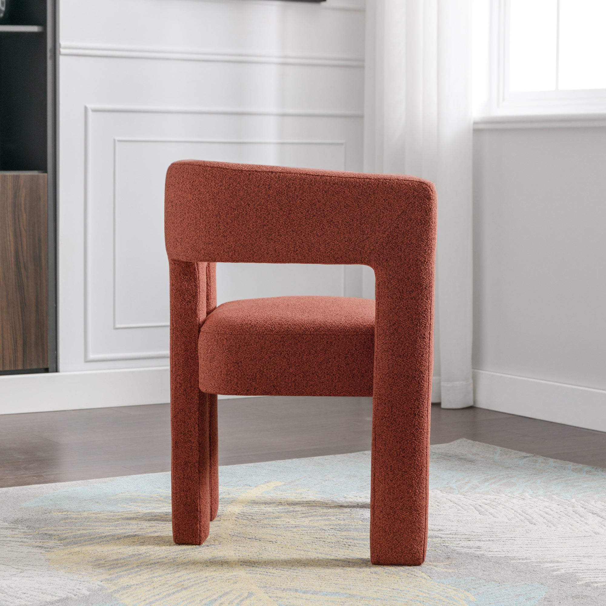 Contemporary Designed Fabric Upholstered Accent Chair , Orange - Tuesday Morning - Chairs