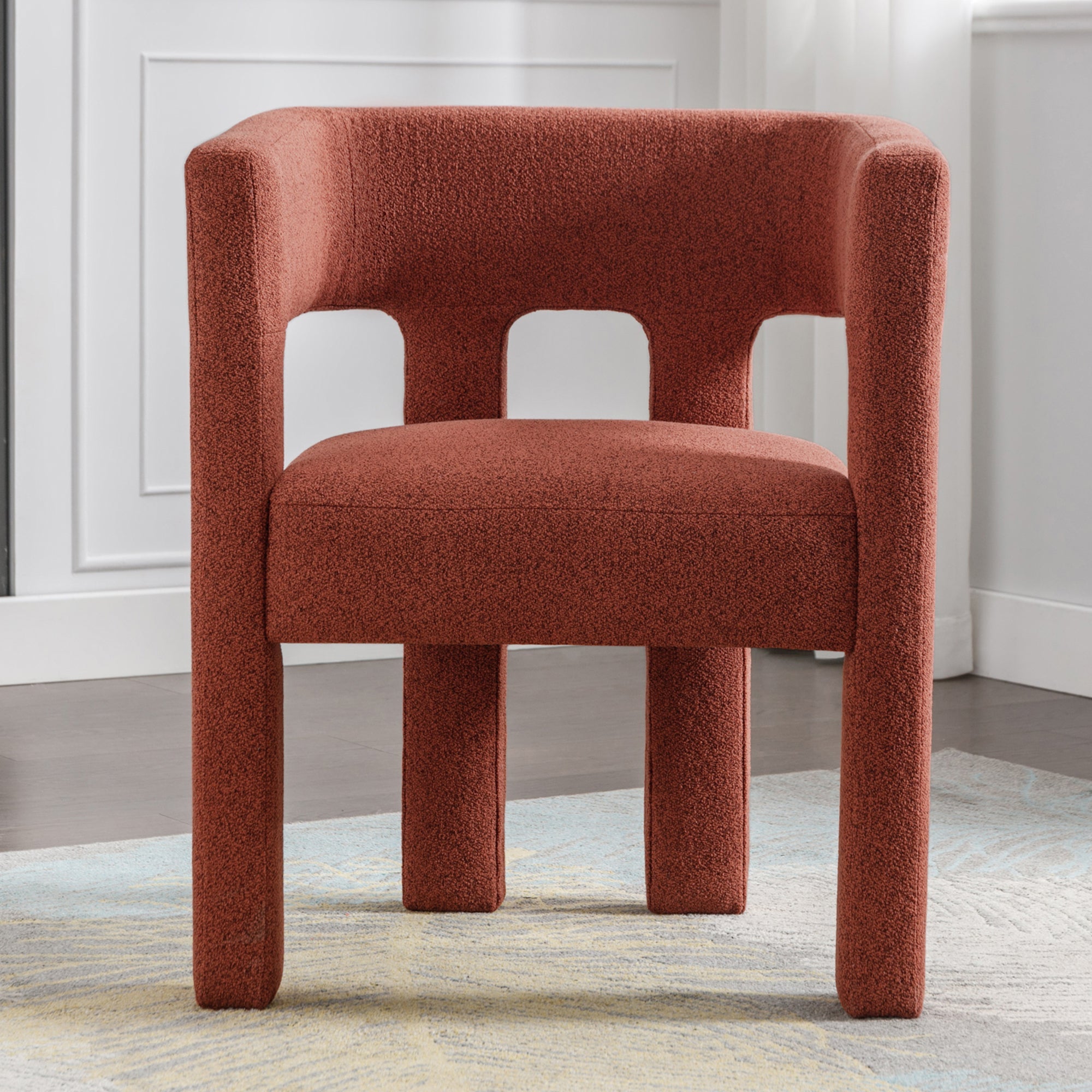 Contemporary Designed Fabric Upholstered Accent Chair , Orange - Tuesday Morning - Chairs