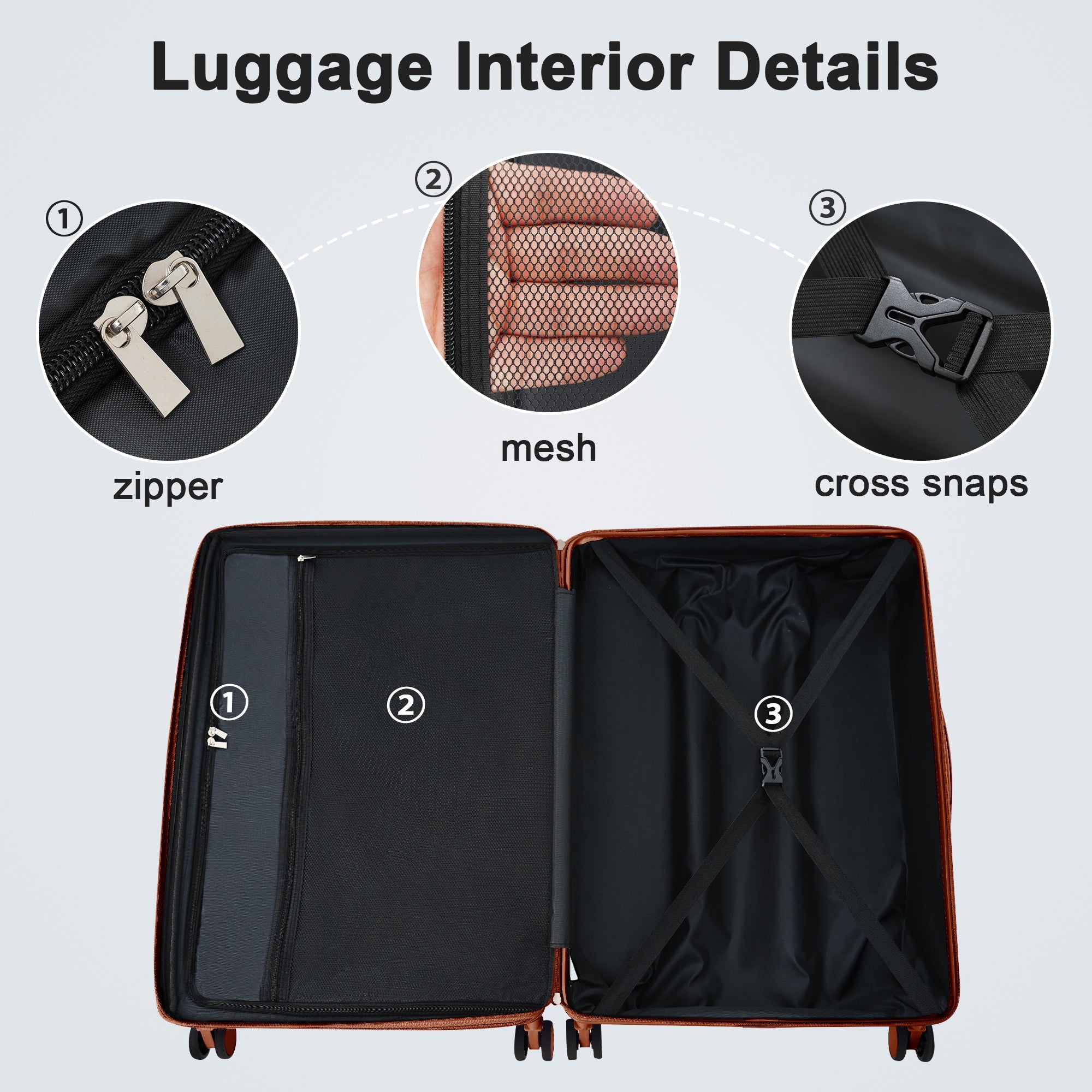 Contrast Color 3 Piece Luggage Set Hardside Spinner Suitcase with TSA Lock 20