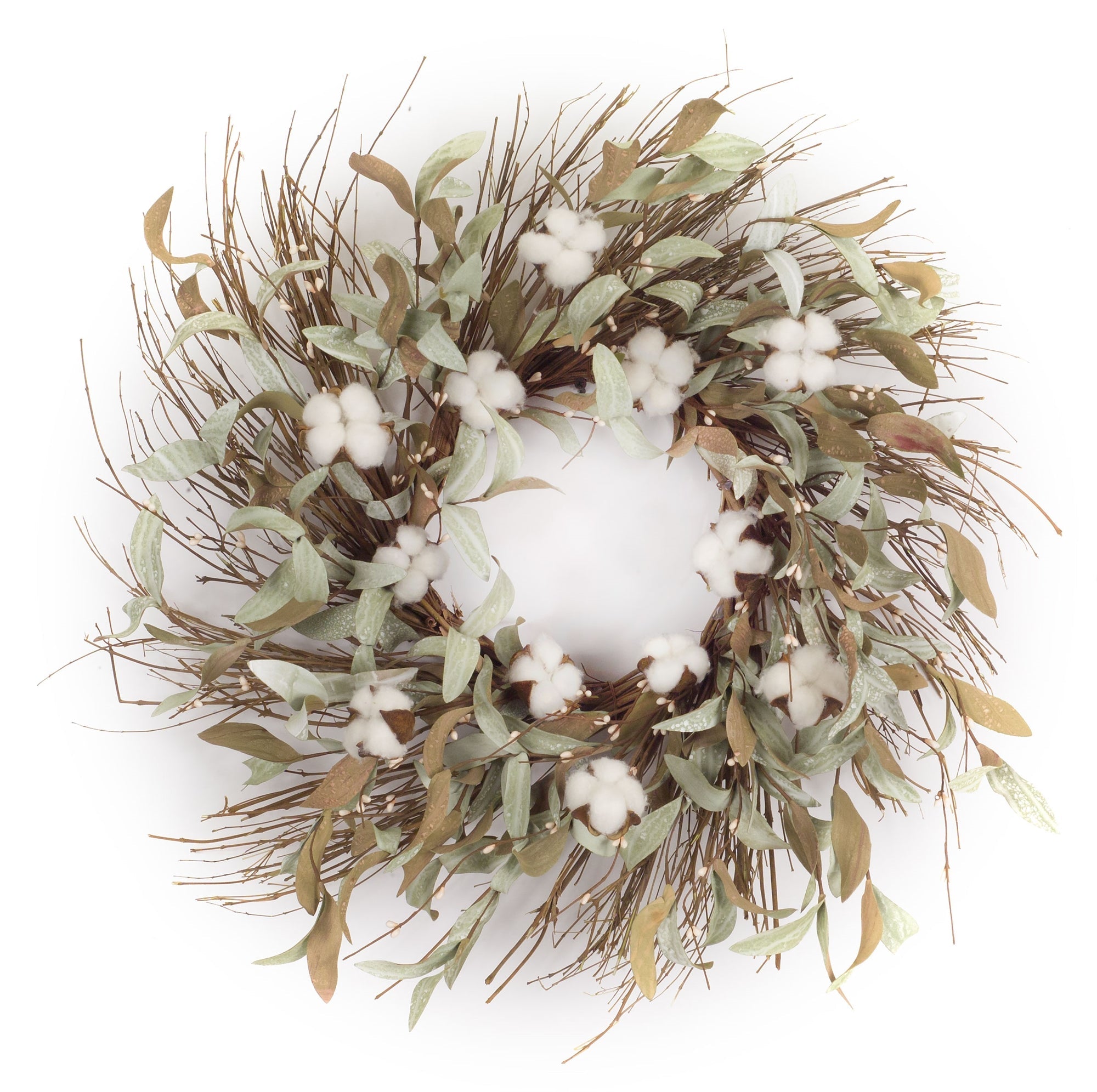 Cotton and Leaf Twig Wreath 28