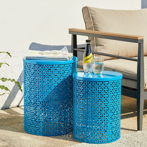 Set of 2 Metal Openwork  Outdoor Side Table