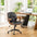 Glitzhome mid-back leather adjustable executive swivel office chair with arm, black