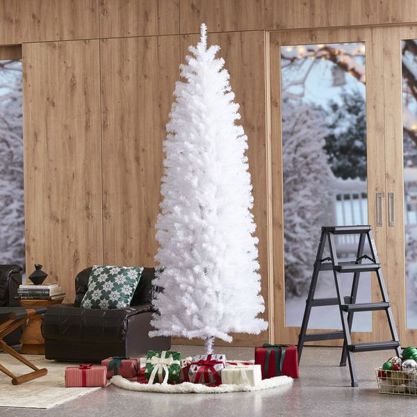 Glitzhome 7.5ft Pencil Tinsel Artificial Christmas Tree