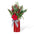 35'' Christmas Floral Potted Porch Tree, Artificial Christmas Tree with Red Vase & Checkered Ribbon,