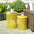 Set of 2 Metal Yellow Outdoor Side Tables/ Garden Stools - 19.25"H+16.5''H