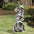 Welcome Sign Stacked Frog Garden Statue, Bronze,28.25"H