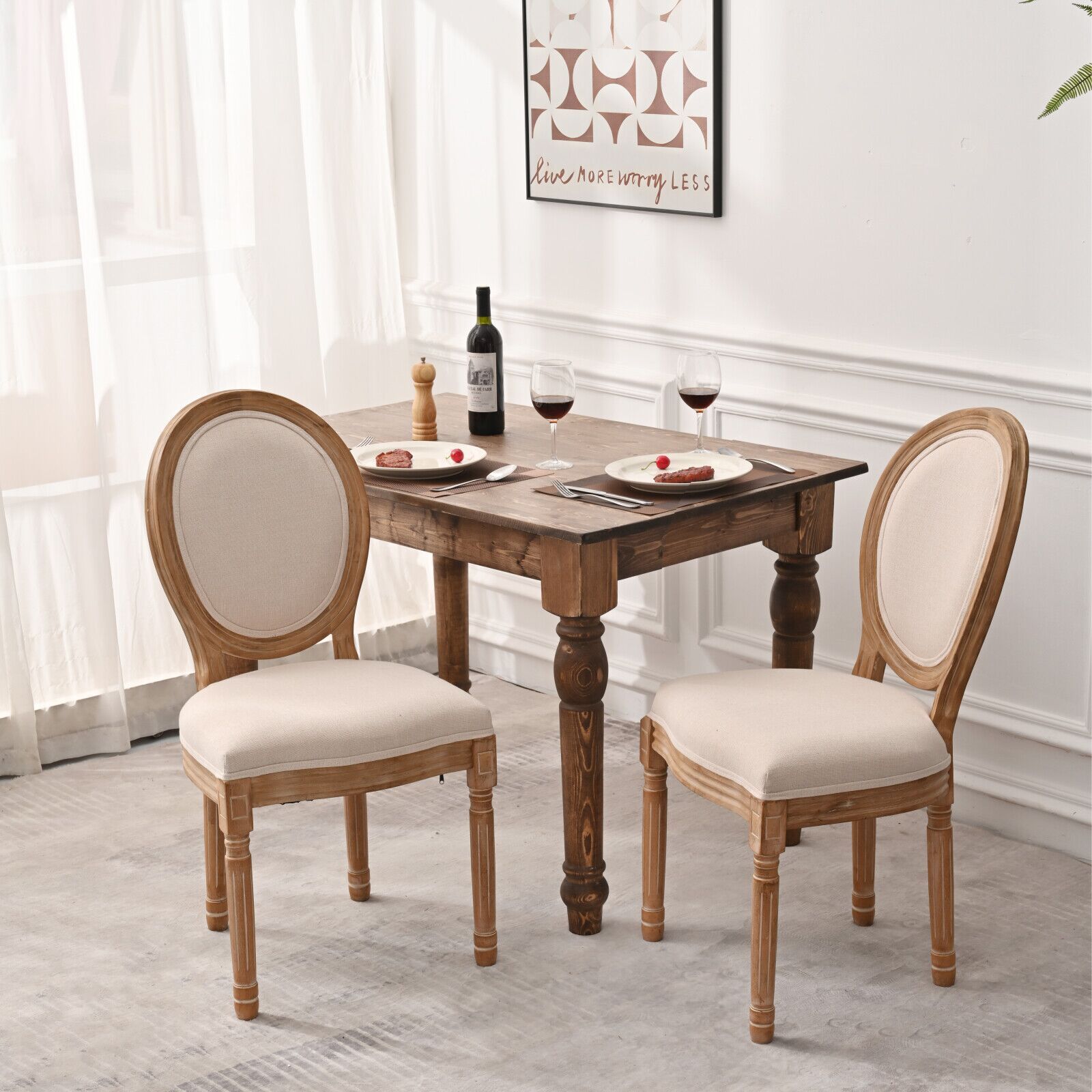 French Country Dining Chairs with Round Back Set of 2