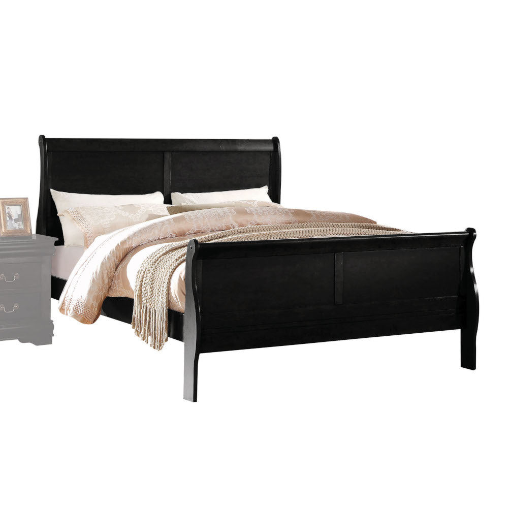 Louis Philippe Black Finish 4PCS Bedroom Set (Twin Bed, No Mirror)