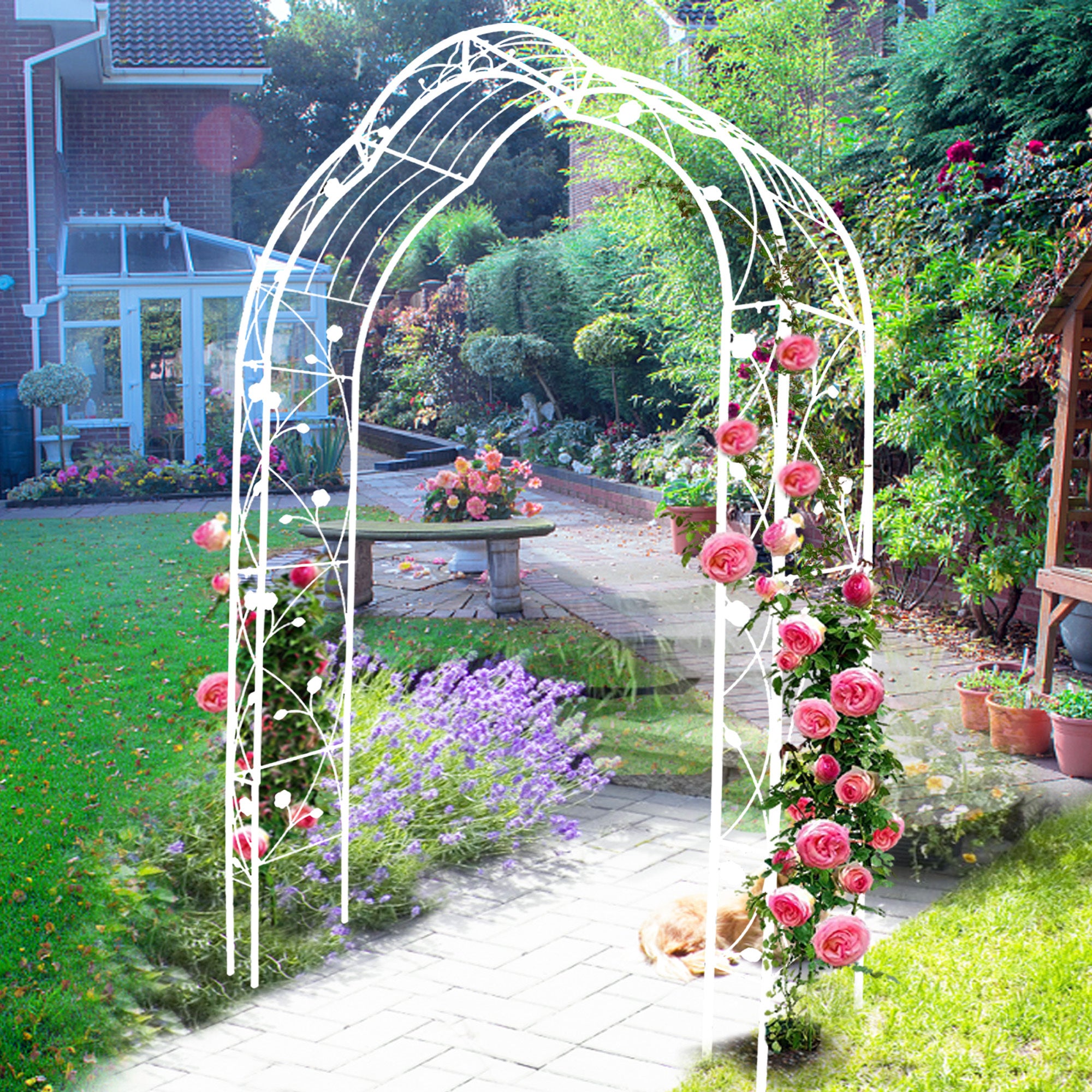 Metal-Garden-Arch-Assemble-Freely-with-8-Styles-Garden-Arbor-Trellis-Climbing-Plants-Support-Rose-Arch-Outdoor-Arch-Wedding-Arch-Party-Events-Archway-White-Pots-&-Planters