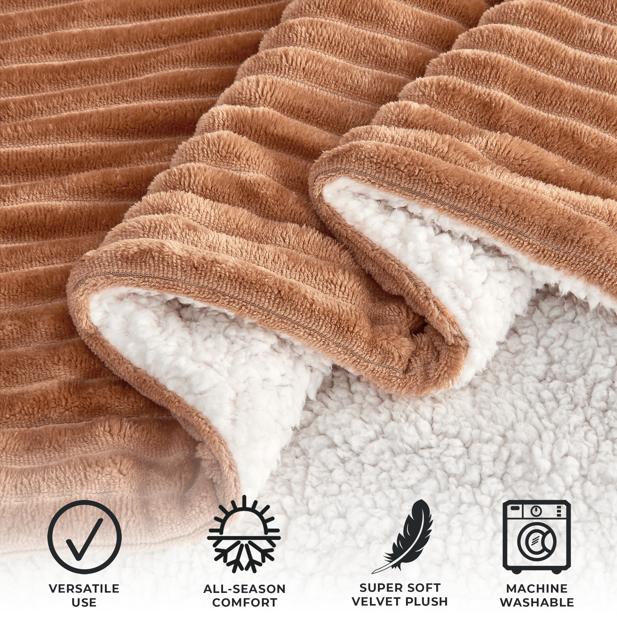 Ribbed Sherpa Throw Blanket | Corduroy Collection