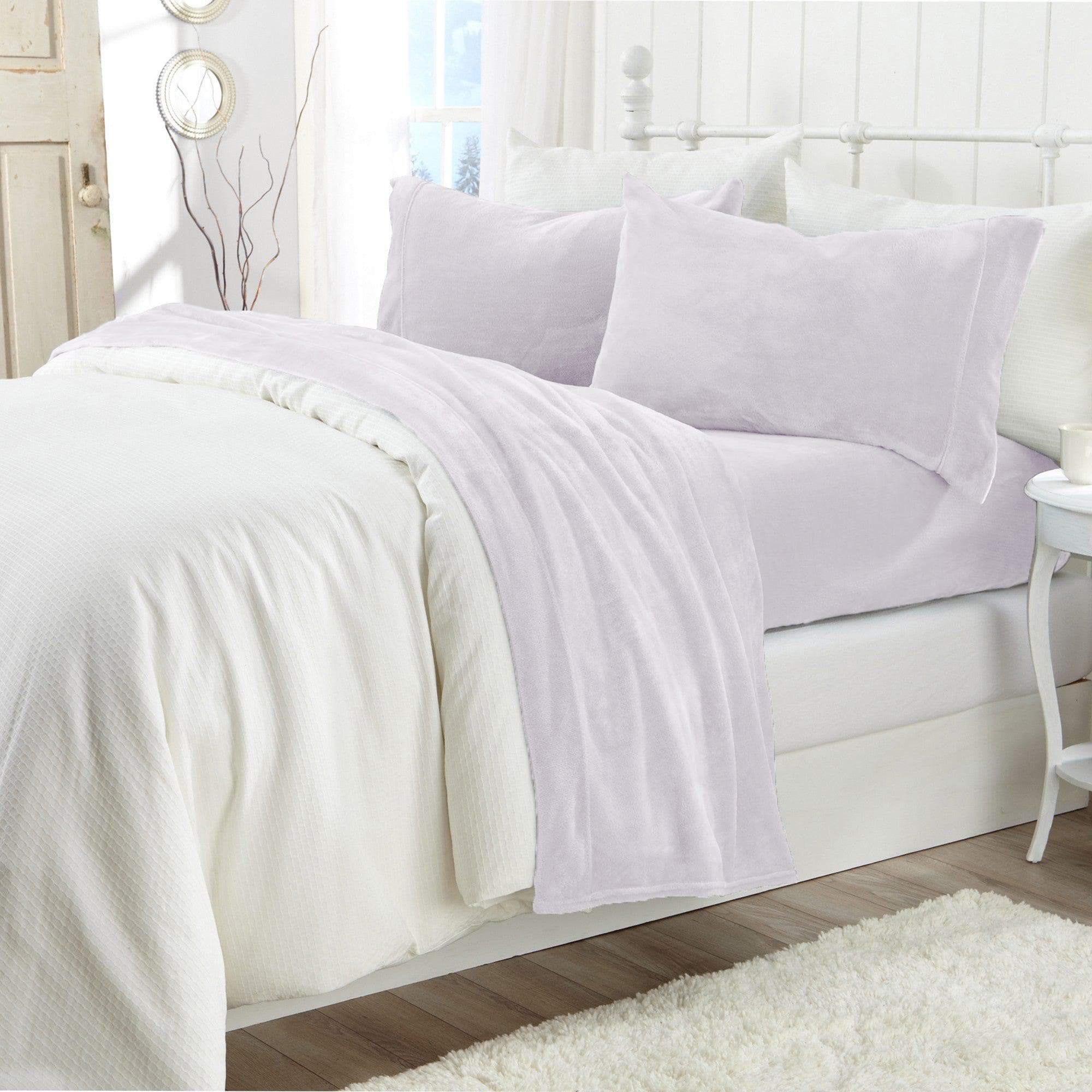 4-Piece Solid Plush Sheet - Velvet Luxe Collection (17 Colors Available)