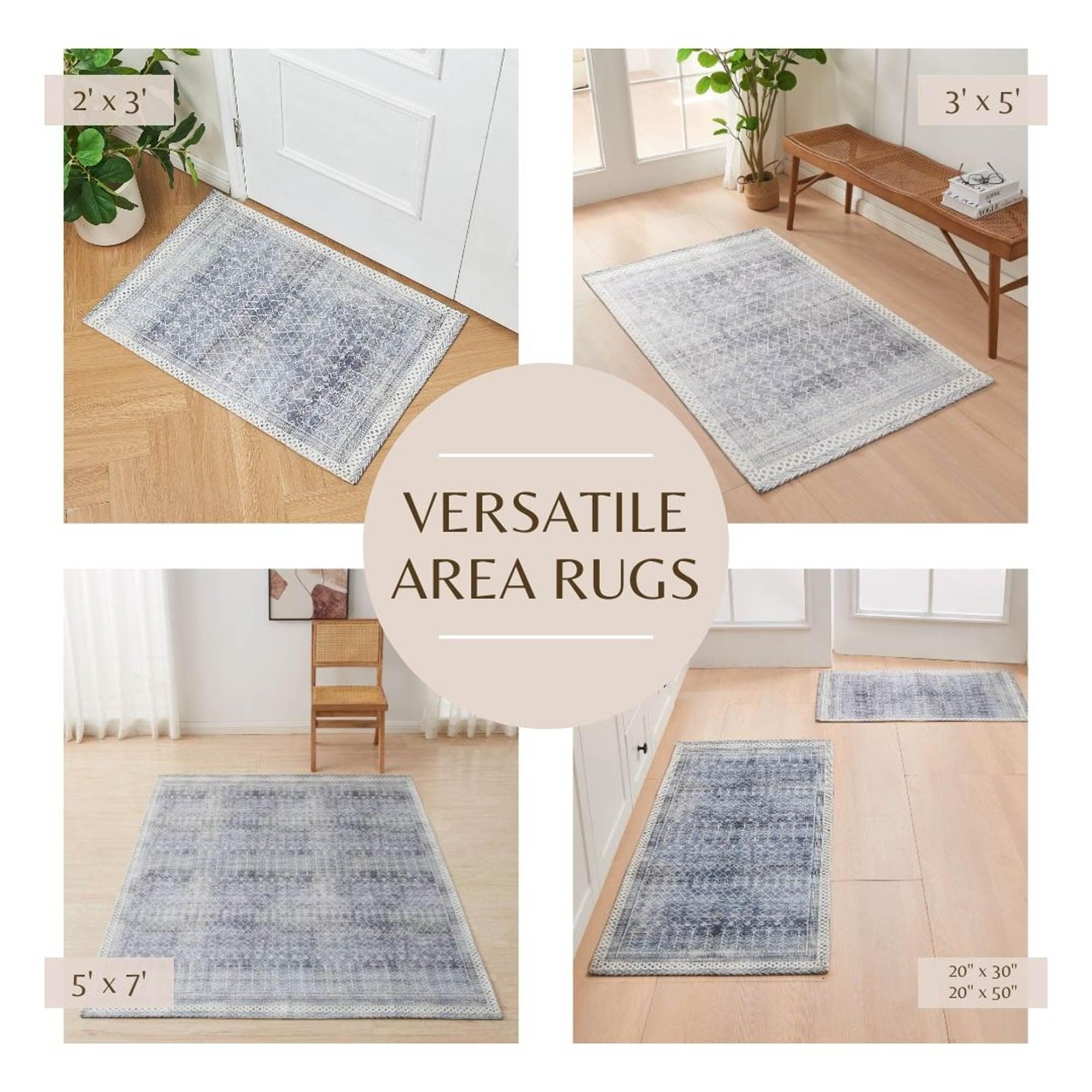 greatbayhome Rugs Distressed Moroccan Machine Washable Accent Area Rug & Runner - Neve Collection 2 Pack Distressed Moroccan Tribal Washable Accent Rug | Neve Collection 