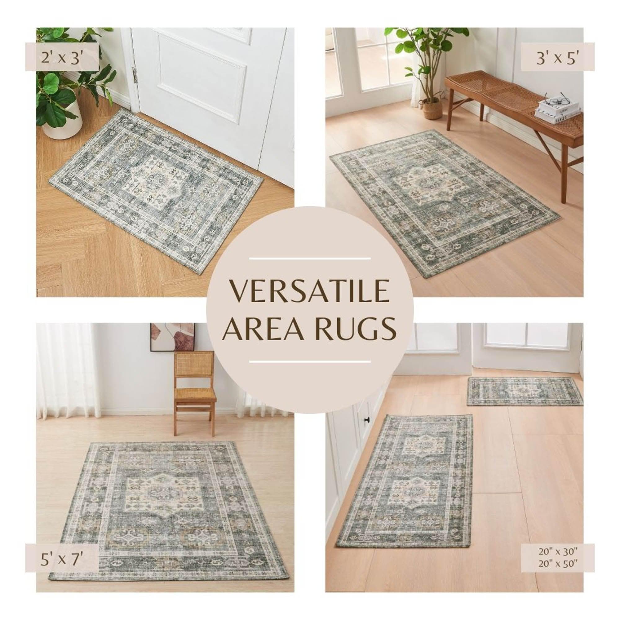 greatbayhome Rugs Medallion Machine Washable Accent Area Rug & Runner - Nava Collection Medallion Washable Accent Area Rug 3' x 5' | Nava Collection 