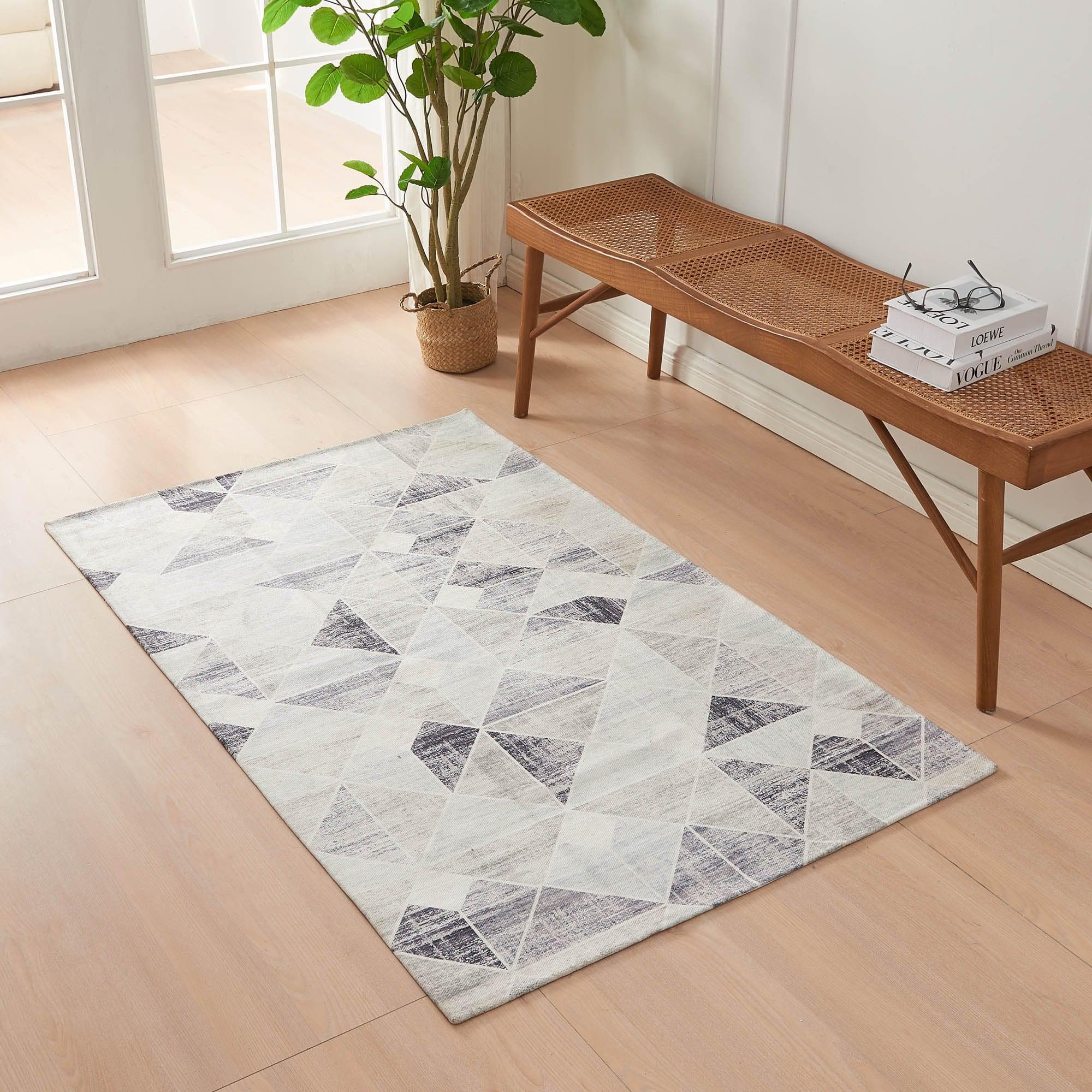 greatbayhome Rugs 3’ x 5’ / Grey Modern Geometric Machine Washable Accent Area Rug & Runner - Cordoba Collection Modern Geometric Washable Accent Area Rug 3' x 5' | Cordoba Collection 