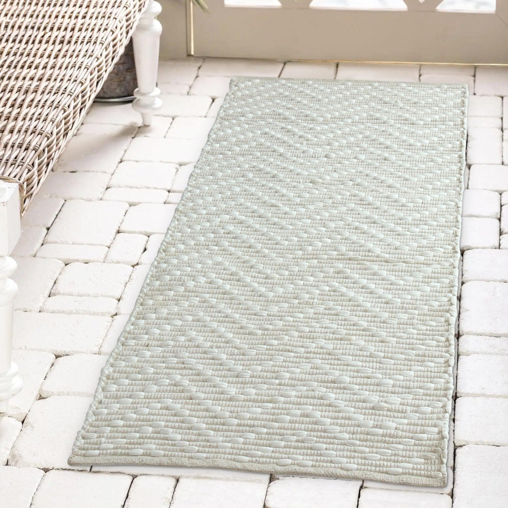 Patina Vie Maison Rugs 2' x 5' / Grey / White Stitched Boho Inspired Woven Geometric Accent Rugs