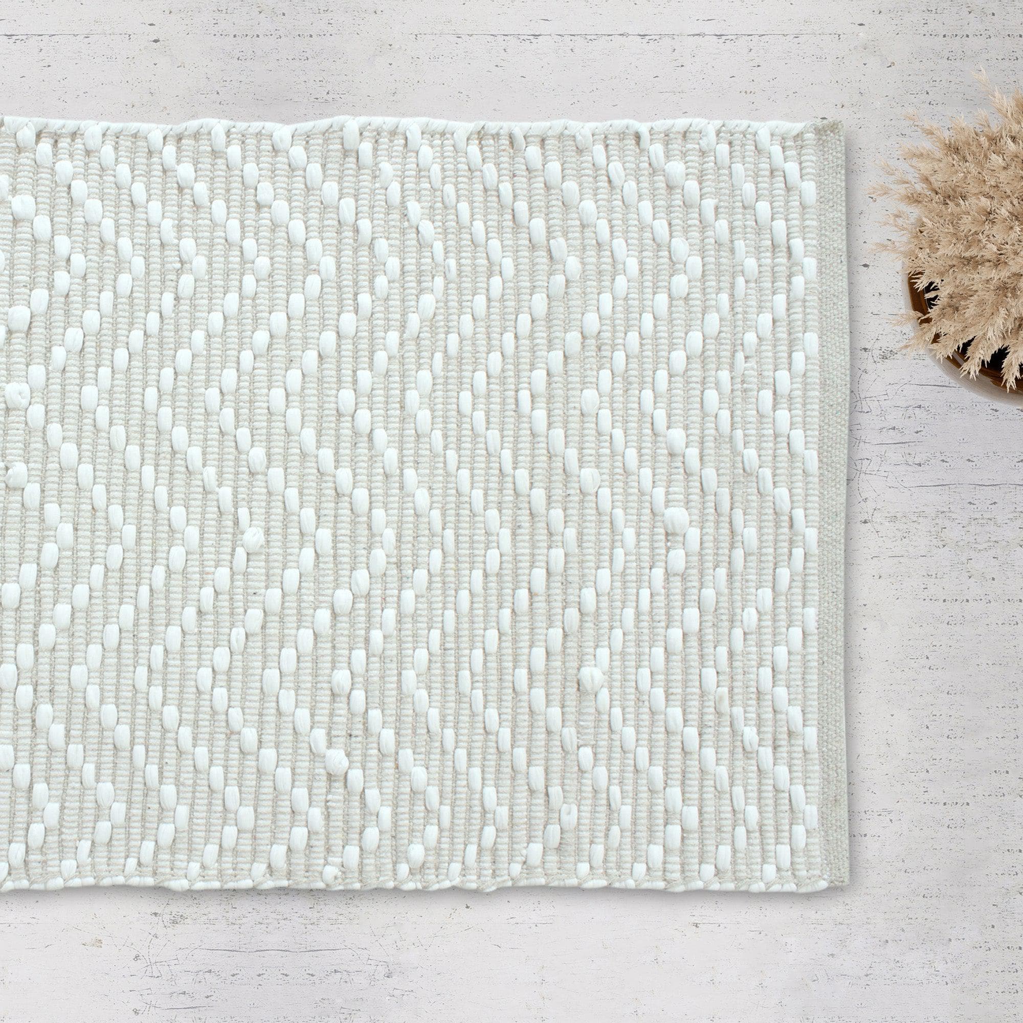 Patina Vie Maison Rugs 3’ x 5’ / Grey / White Stitched Boho Inspired Woven Geometric Accent Rugs