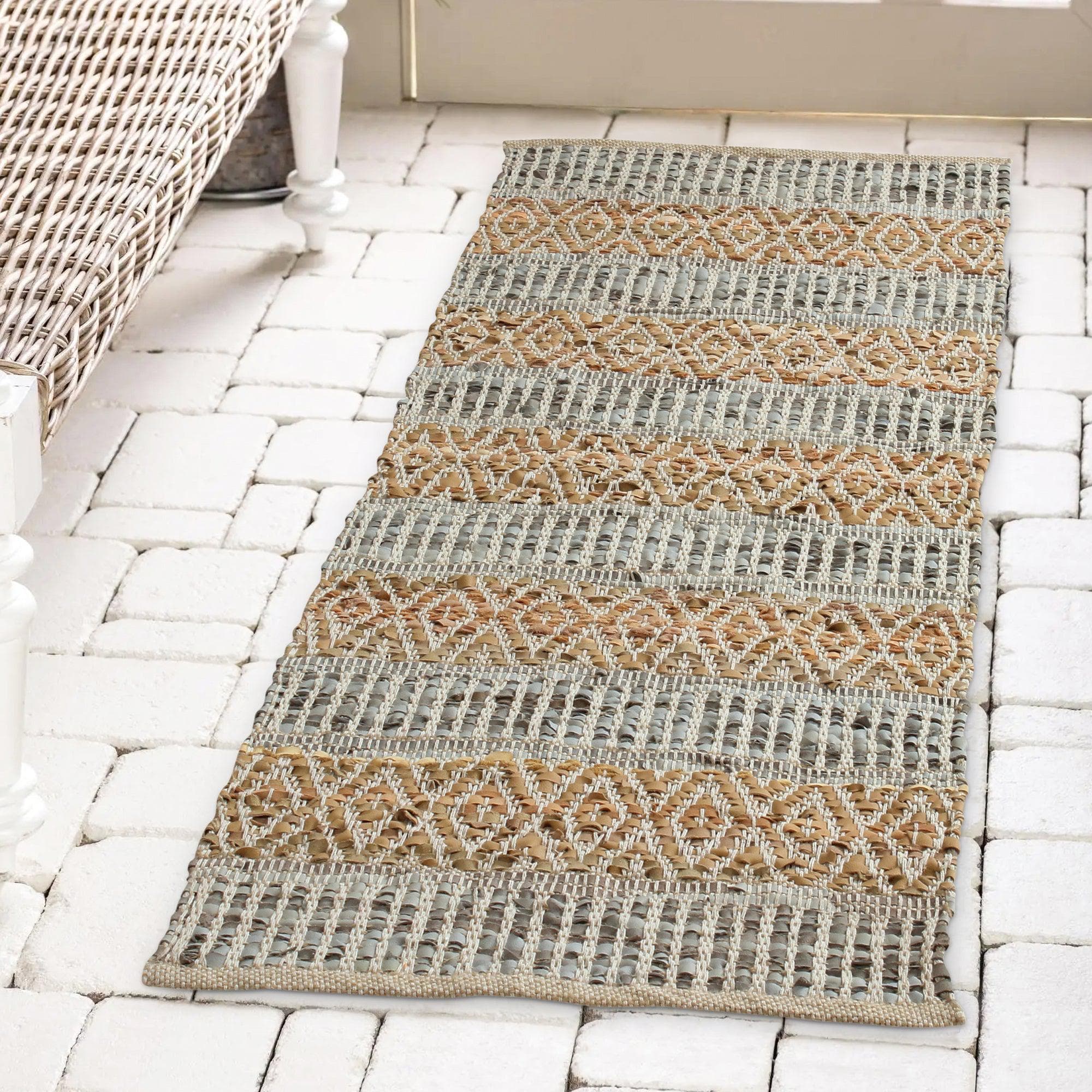 Patina Vie Maison Rugs 2' x 5' / Natural Striped Boho Inspired Woven Geometric Accent Rugs