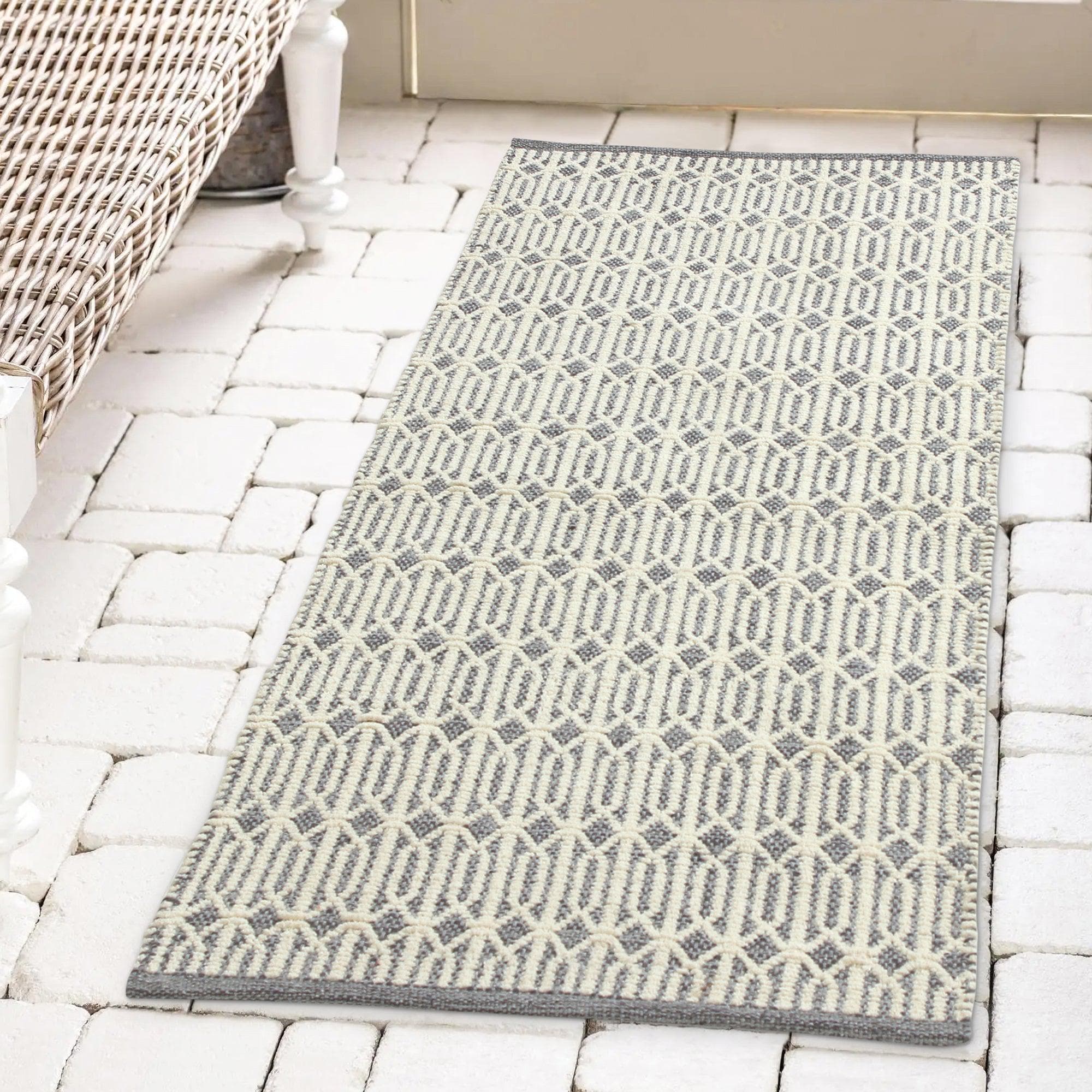 Patina Vie Maison Rugs 2' x 5' / Navy / Tan Geometric Boho Inspired Woven Geometric Accent Rugs