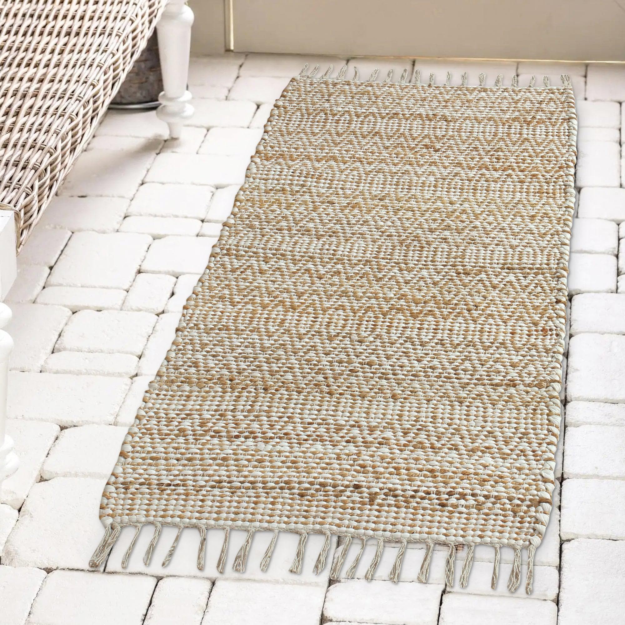 Patina Vie Maison Rugs 2' x 5' / Brown / White Boho Inspired Woven Geometric Accent Rugs