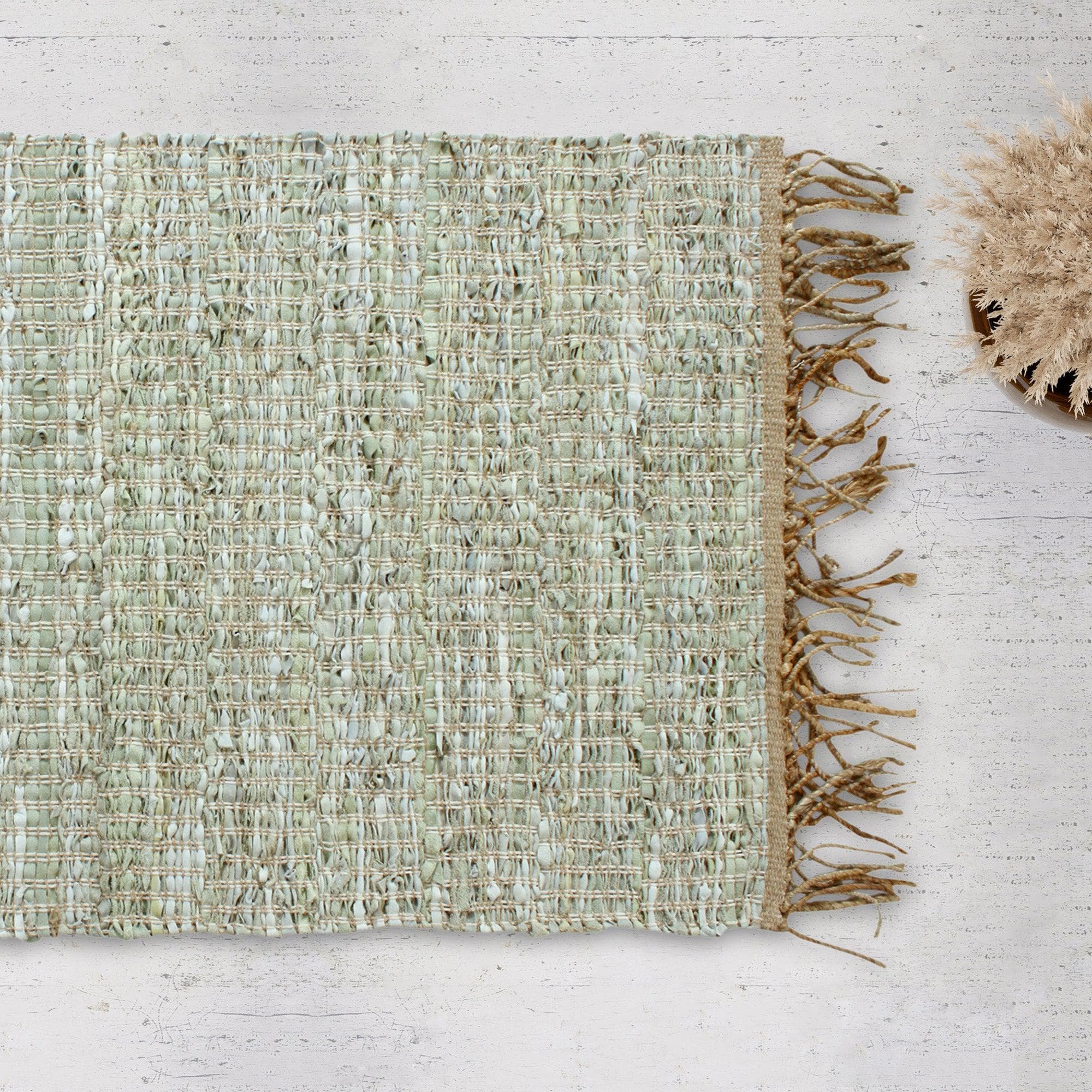 Patina Vie Maison Rugs 3’ x 5’ / Green Hand Tufted Boho Accent Rug with Tassels