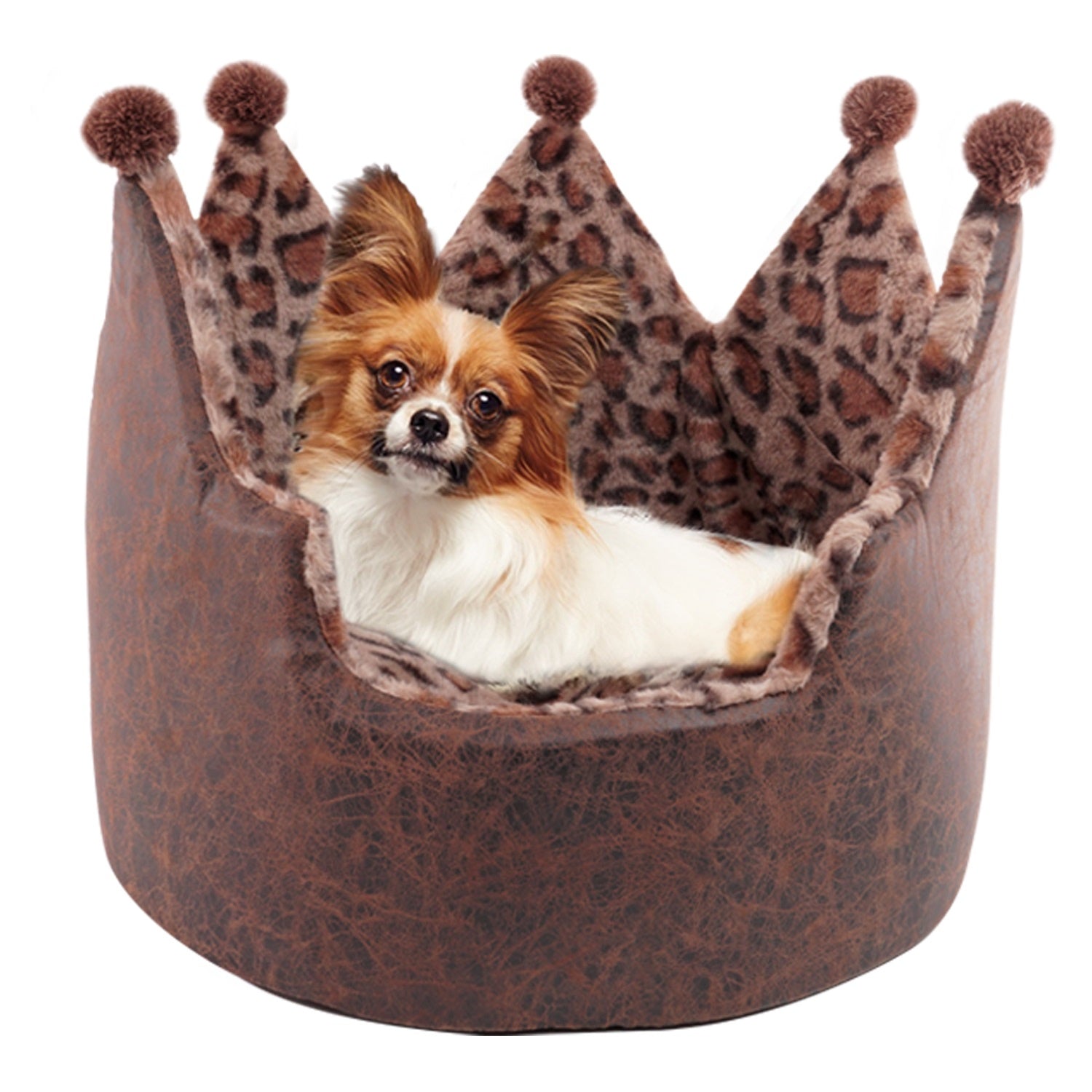 Dream Black Label Leopard Print Crown Dog Bed