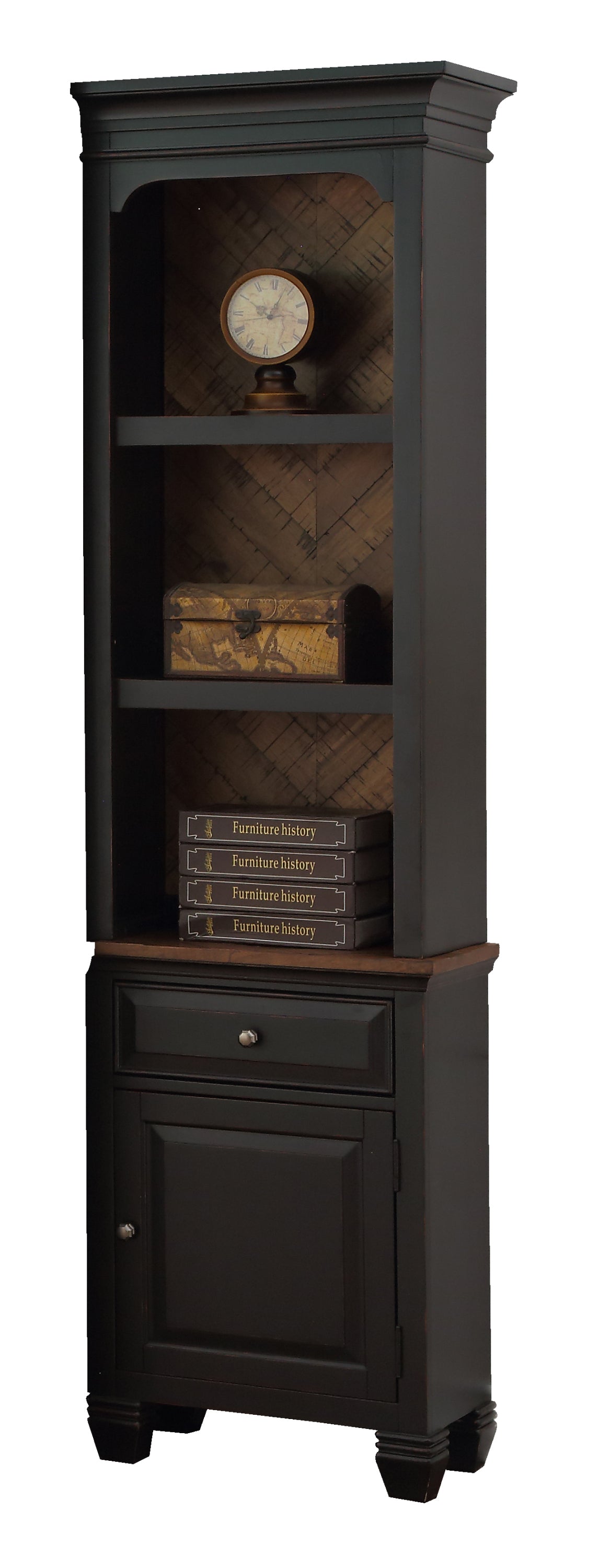 TM-HOME--Brighton-Right-Pier,--Heirloom-Black-Finish-Bookcases-&-Standing-Shelves