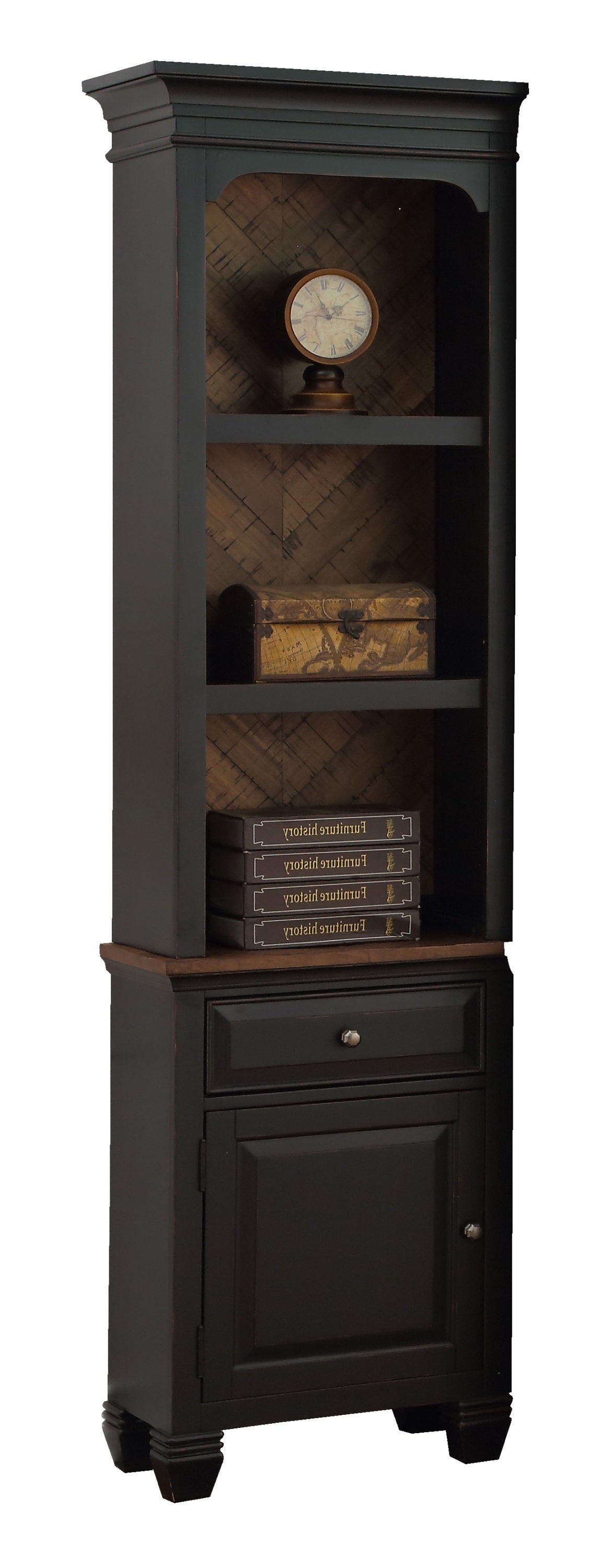 TM-HOME--Brighton-Left-Pier,--Heirloom-Black-Finish-Bookcases-&-Standing-Shelves