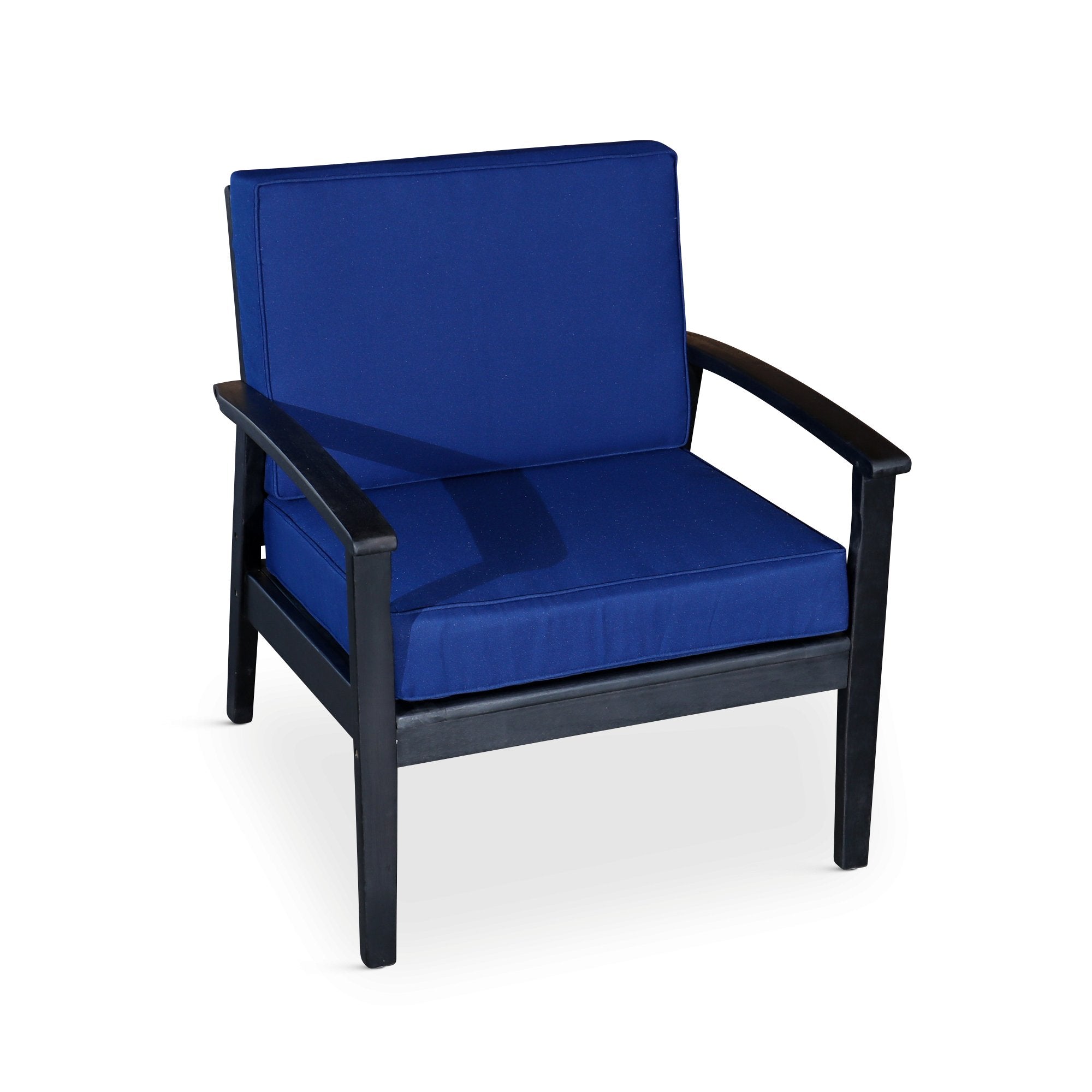 Deep Seat Outdoor Chair, Espresso Finish, Navy Cushions - Tuesday Morning-Chairs & Seating