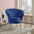 TM HOME 34 Blue Velvet Scalloped Back Barrel Accent Chair